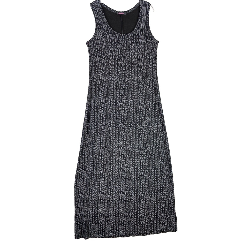 Fresh Produce Tank Dress Women's Medium Black Long A Line Boho Hippie USA Made